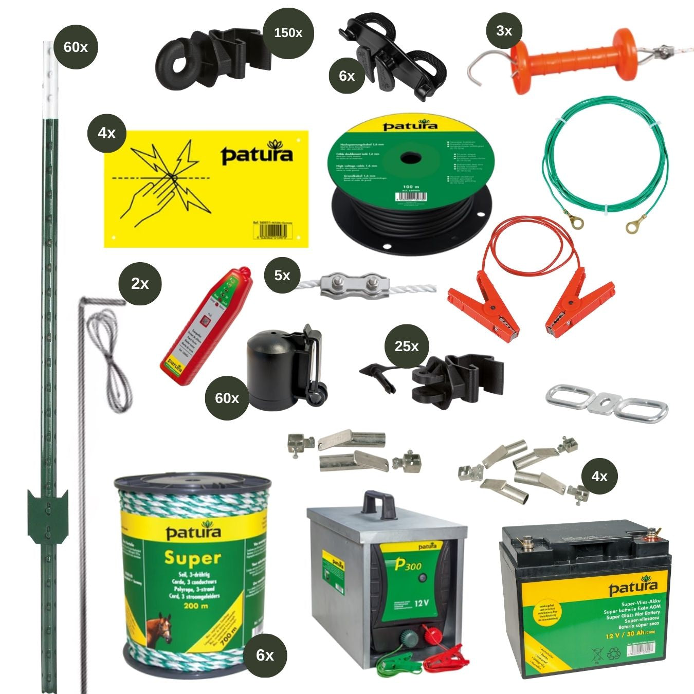 Komplettset: 400m Weidezaun für Pferde