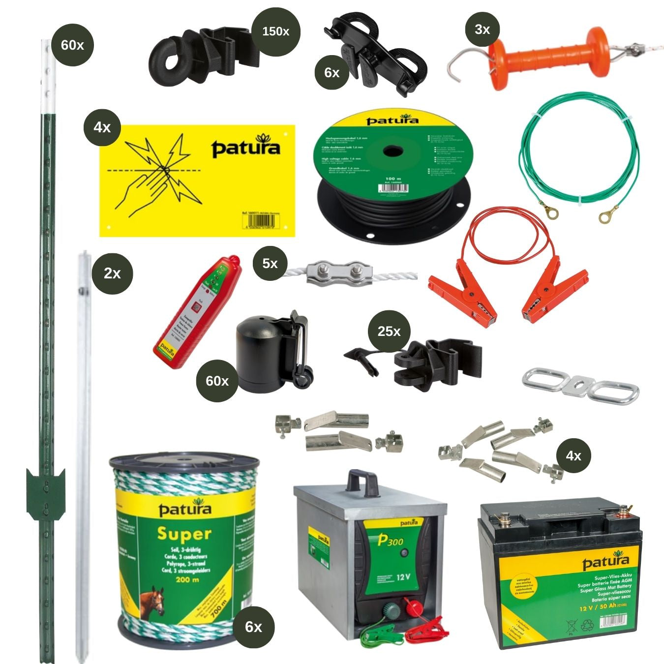 400m Weidezaun Komplettpaket für Pferde