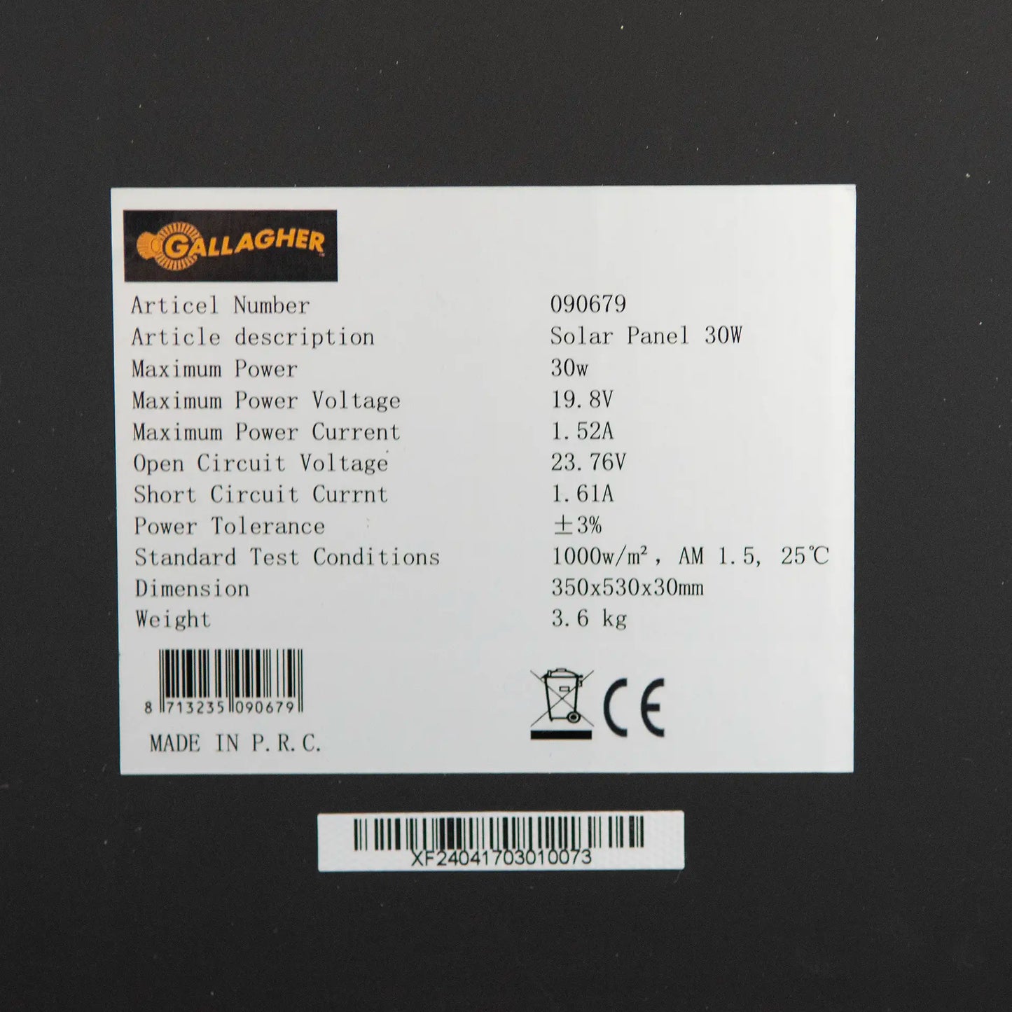 Solarmodul 30W inkl. Regler