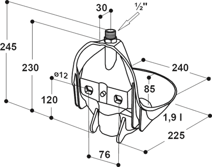 Rohrventil-Becken Mod. 10P robuste Kunststoffschale