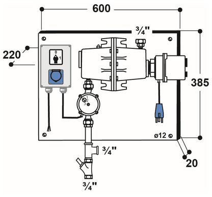 Umlaufheizsystem mit 93 W Pumpe