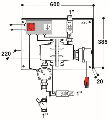 Umlaufheizsystem mit 400 W Pumpe