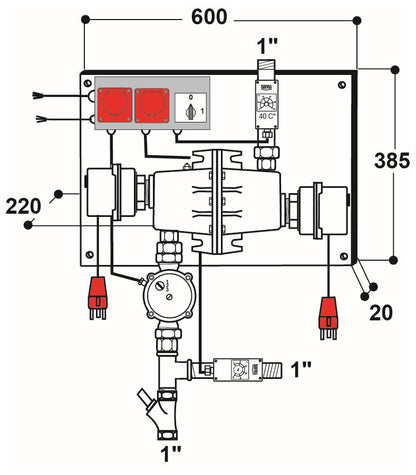 Umlaufheizsystem mit 400 W Pumpe
