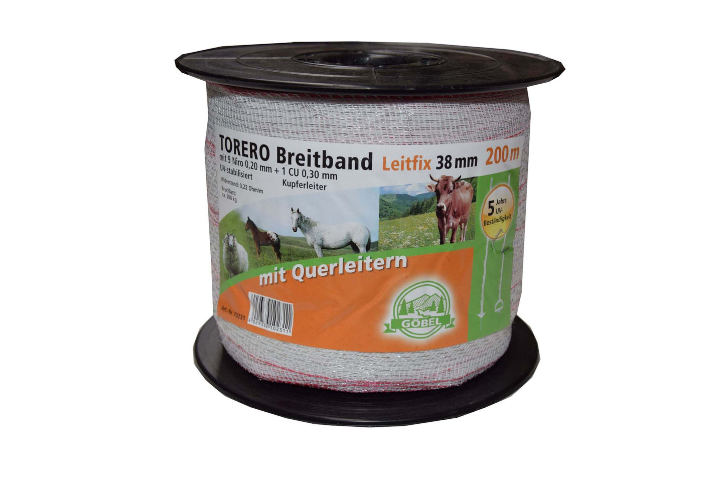 Torero-Breitband 38mm 200m weiß/rot