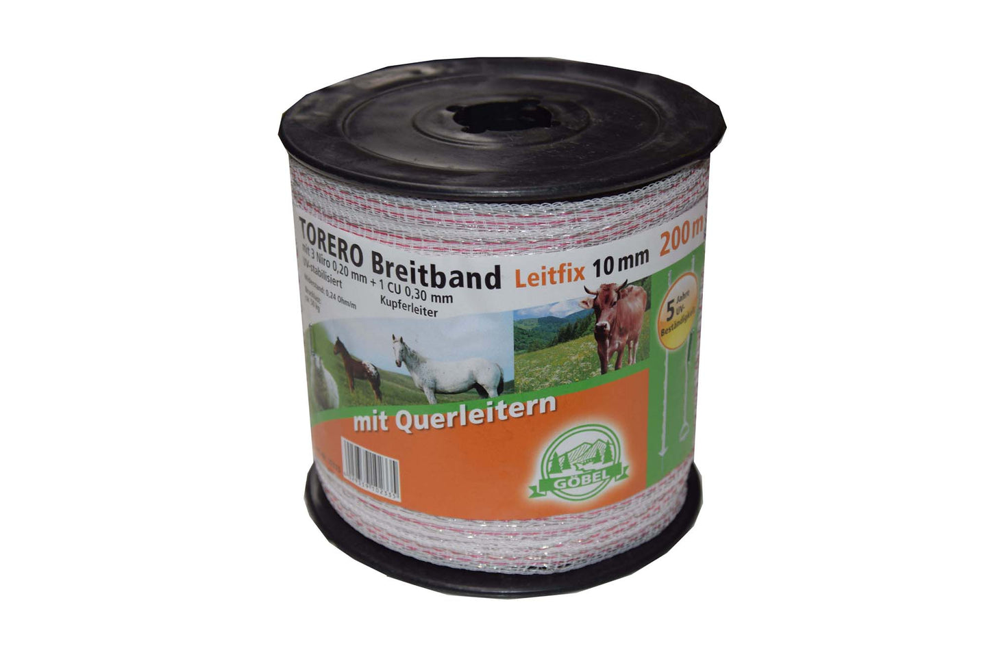 Torero-Breitband 10mm 200m weiß/rot