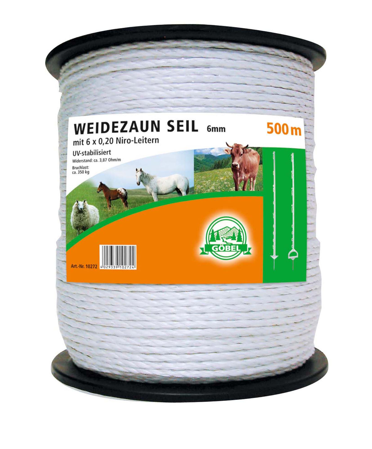Elektroseil 500m weiß 6mm 6 x 0,20 Niro