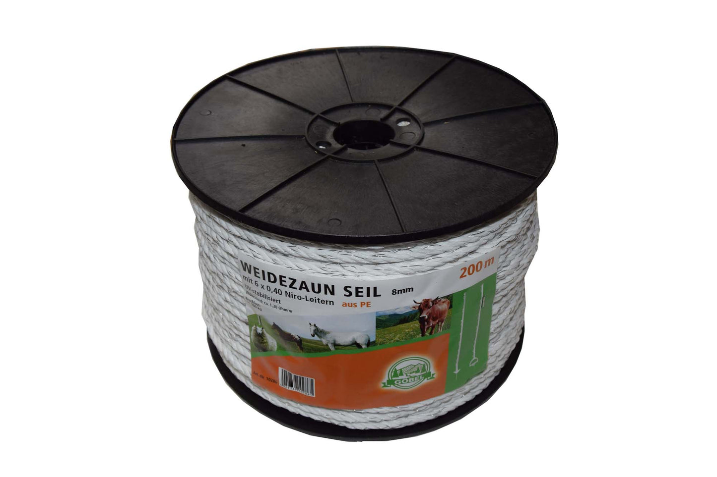 Elektroseil 200m weiß 8mm 6 x 0,40 Niro