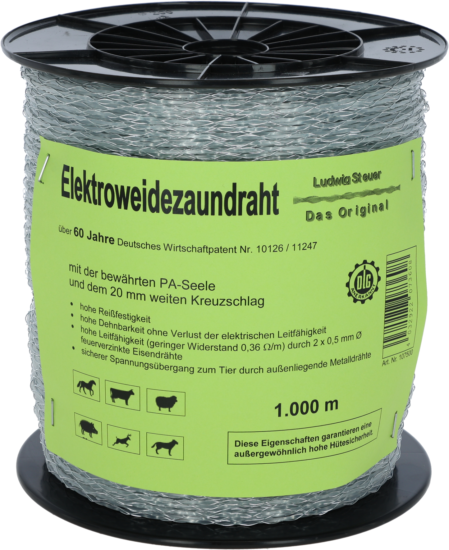 Spezial-Kunststoffdraht, transparent, Nylonseele, 2 verz. Drähte, 1000 m Rolle