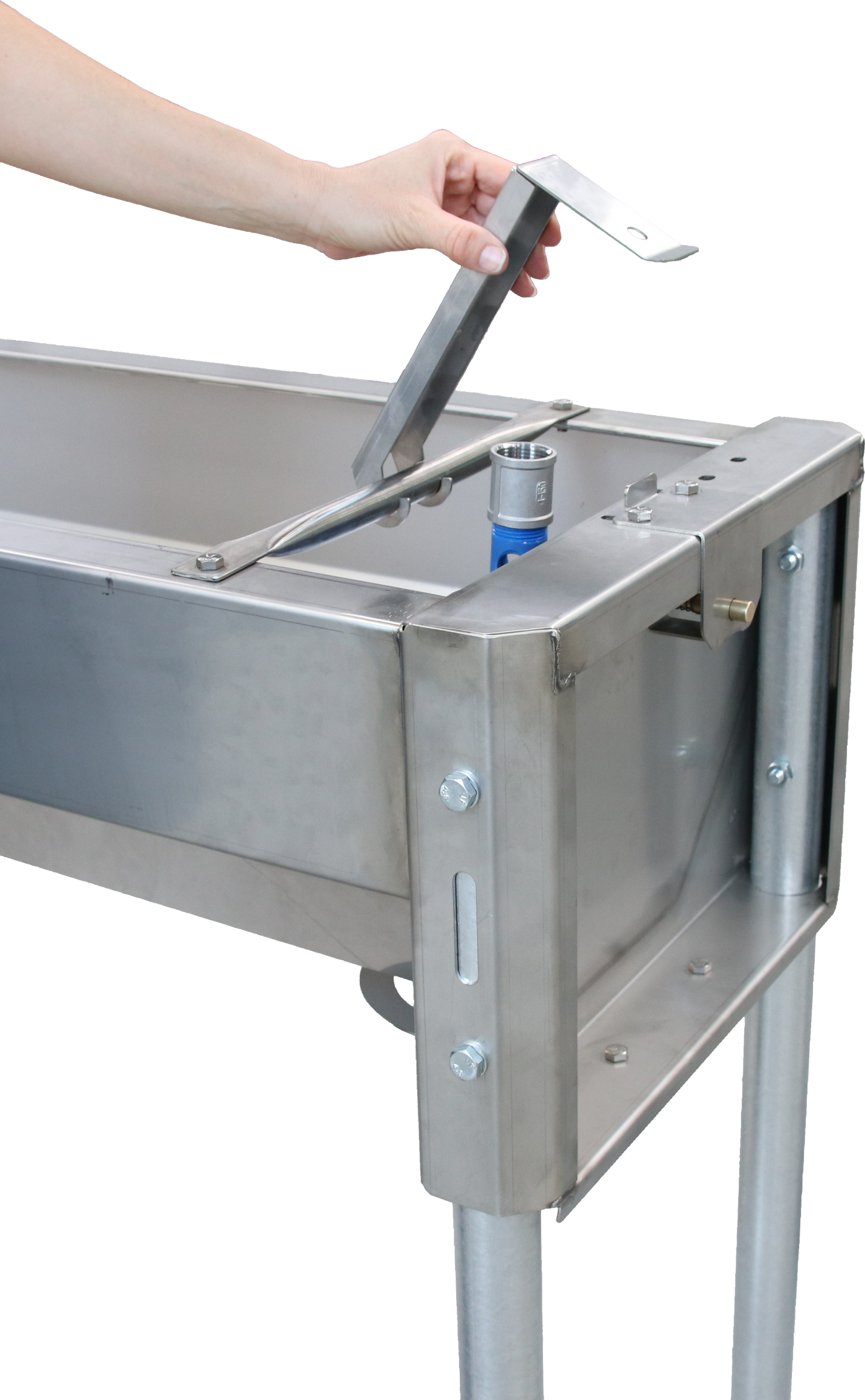 Stopfenhalter Schnellablauf-Trog mit Querrohr und Schrauben