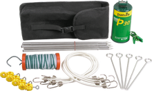 Wanderreiterset, Packtasche mit P 30-Gerät, Alu-Pfählen, 40 m Band, Torgriff, Abspannmaterial