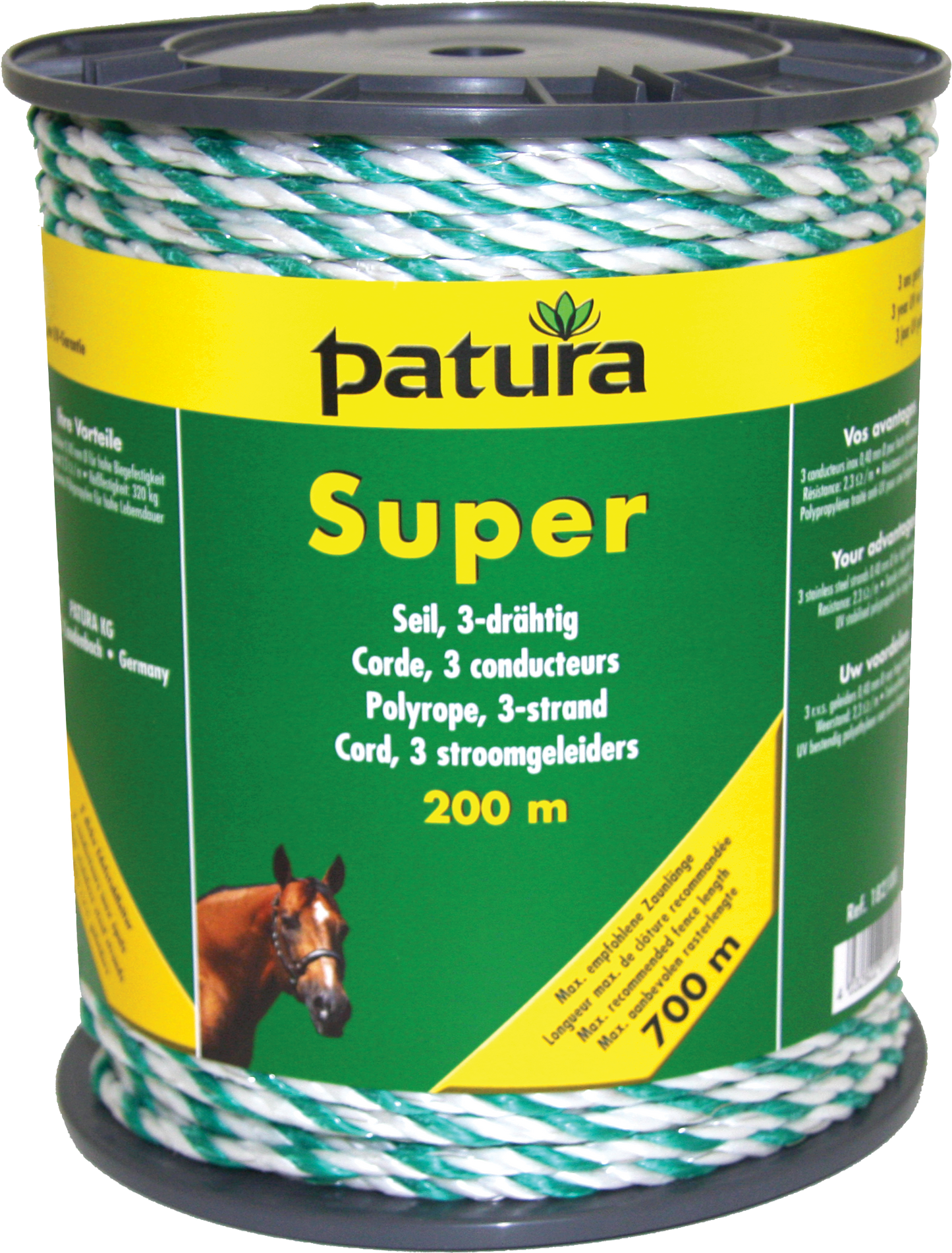 Super Seil, 200 m Rolle 3 Niro 0,40mm, weiss-grün