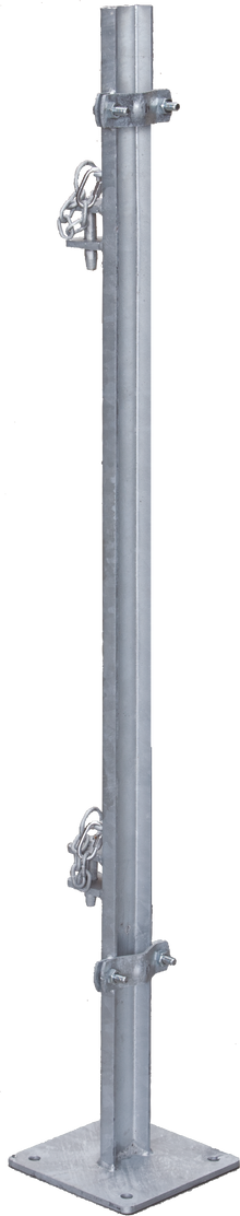 Pfosten L= 1,35 m, mit Bodenplatte zur Montage von Fressgittern an Panels