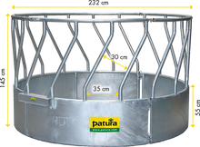 Rundraufe mit Schrägfressgittern, 3-teilig, d= 2,10 m, 18 Fressöffnungen