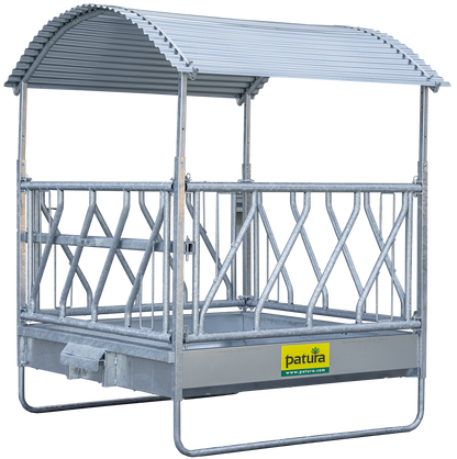 Profi-Viereckraufe mit Schrägfressgittern und Dach