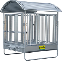 Profi-Viereckraufe mit Sicherheits-Pferdefressgittern und Dach 2,00 x 2,05 m