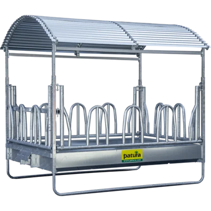 Großballenraufe mit Palisadenfressgittern und Dach 2,85 x 2,05 m