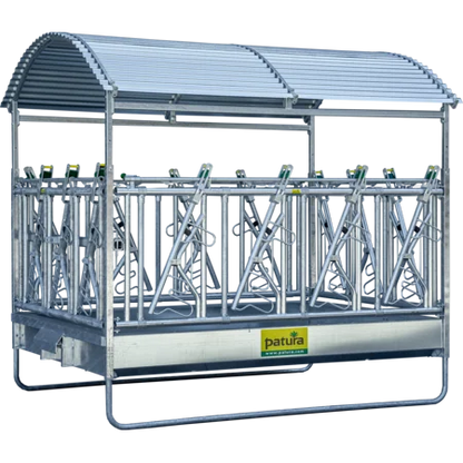 Großballenraufe mit Sicherheits- Fangfressgittern und Dach 2,85 x 2,05 m