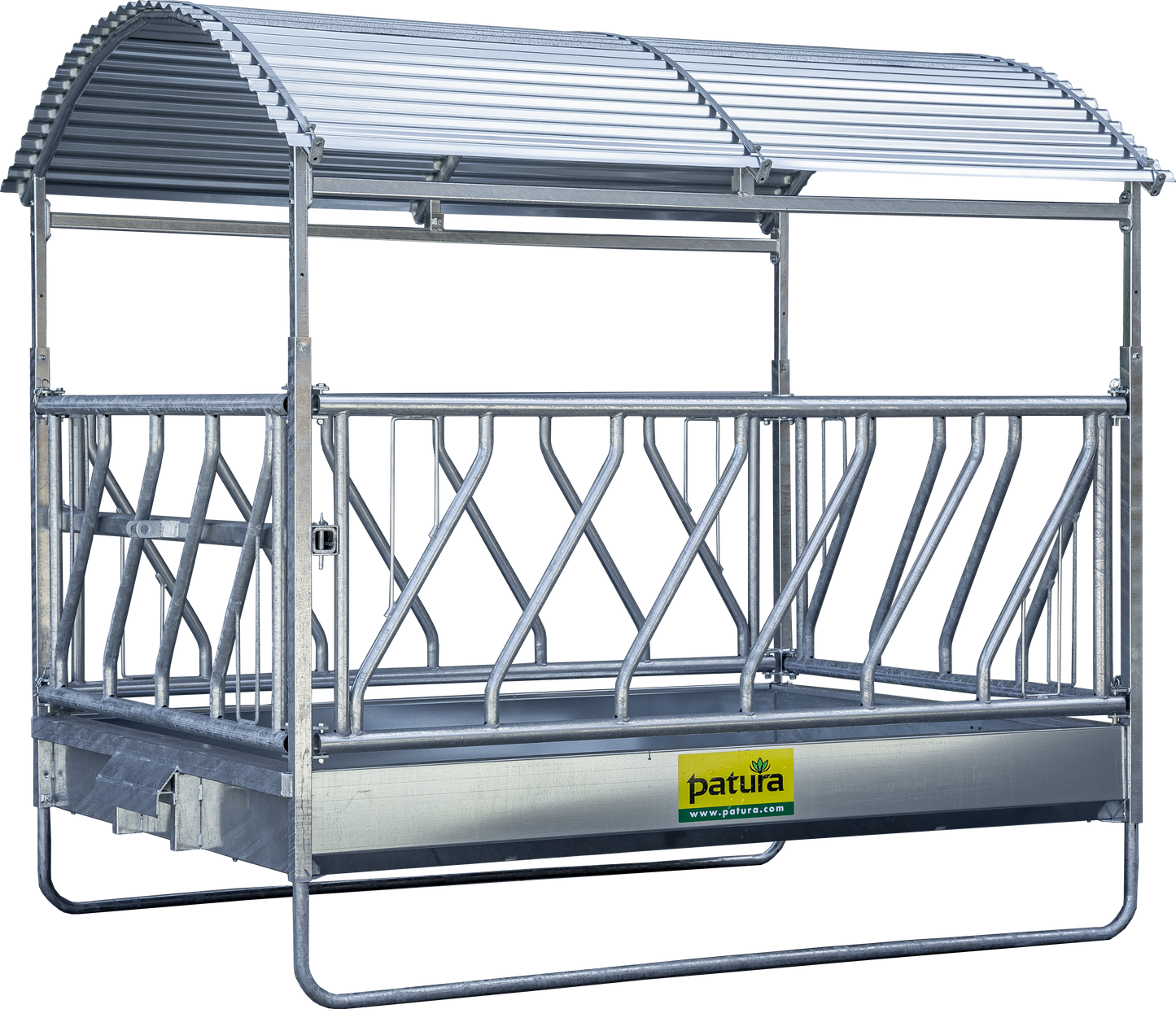 Großballenraufe mit Schrägfressgittern und Dach, 2,85 x 2,05 m