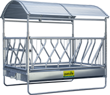 Großballenraufe mit Schrägfressgittern und Dach, 2,85 x 2,05 m