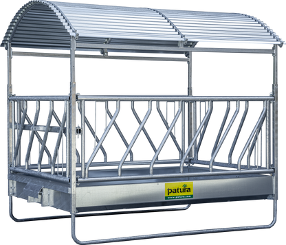 Großballenraufe mit Schrägfressgittern und Dach