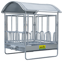 Profi-Viereckraufe mit Universalfressgitter und Dach 2,00 x 2,05 m