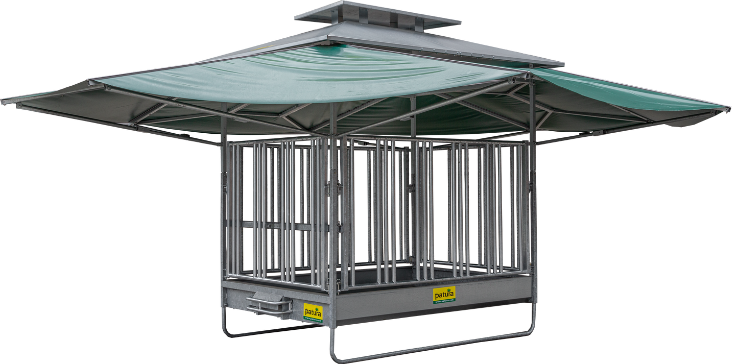 PATURA Klima-Großballenraufe mit Sicherheits-Pferdefressgittern