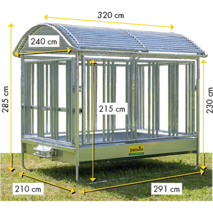 Großballenraufe mit Sicherheits-Pferdefressgittern und Dach 2,85 x 2,05 m