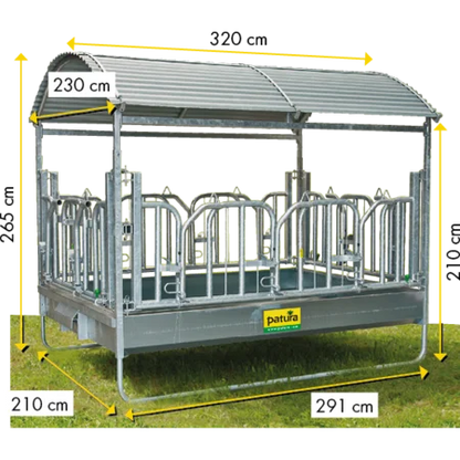 Großballenraufe mit Schwedenfressgittern und Dach 2,85 x 2,05 m