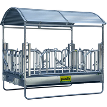 Großballenraufe mit Schwedenfressgittern und Dach 2,85 x 2,05 m