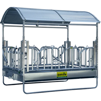 Großballenraufe mit Schwedenfressgittern und Dach 2,85 x 2,05 m