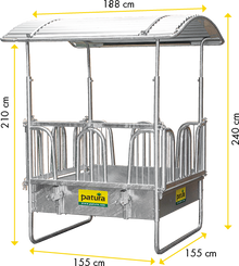 Viereckraufe mit Sicherheits- Palisadenfressgittern, 8 Fressplätze