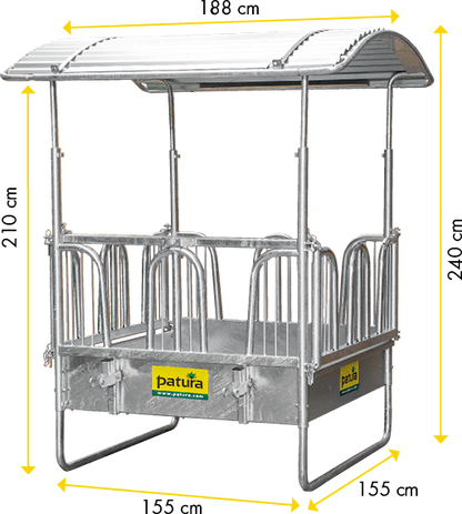 Viereckraufe mit Sicherheits- Palisadenfressgittern, 8 Fressplätze