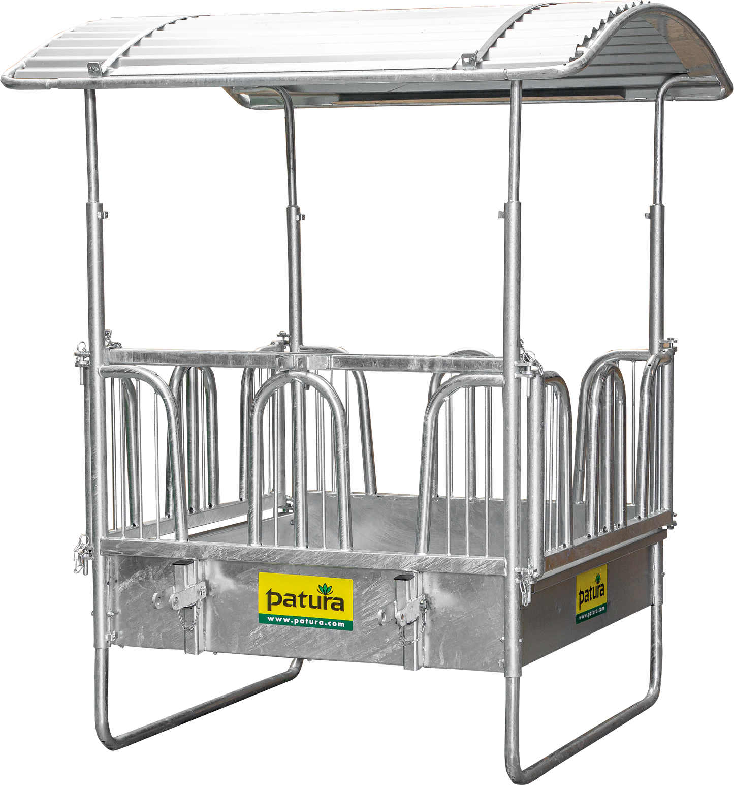 Viereckraufe mit Sicherheits- Palisadenfressgittern, 8 Fressplätze