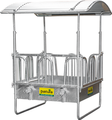 Viereckraufe mit Sicherheits- Palisadenfressgittern, 8 Fressplätze