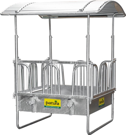 Viereckraufe mit Sicherheits- Palisadenfressgittern, 8 Fressplätze