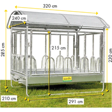Großballenraufe mit Universalfressgittern und Dach 2,85 x 2,05 m