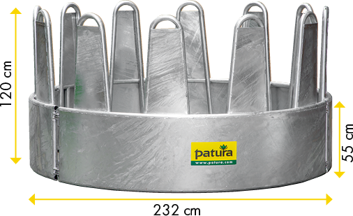 Rundraufe für Pferde, 12 Fressplätze blechverkleidet ohne Dreipunktanhängung