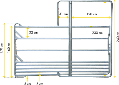 4er Panelbox aus Sicherheits-Pferdepanels - Komplettset
