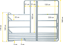 Sicherheits-Pferde-Panel mit Tor und Fressgitter, Höhe 2,40 m