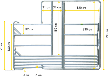 Sicherheits-Pferde-Panel mit Tor und Fressgitter