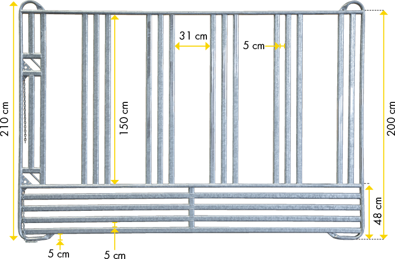 Sicherheits-Pferde-Panel mit Fressgitter 3,00 m Höhe 2,10 m