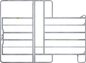 Panel-6 mit Tor und Fressgitter 3,60 m, 1 Fressplatz Breite 3,60 m, Höhe 2,20 m (1 Mittelstre