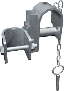 Schelle oben mit Feststellbolzen zum Rahmen zur Halsweiteneinstellung für Selbstfangfressgitter