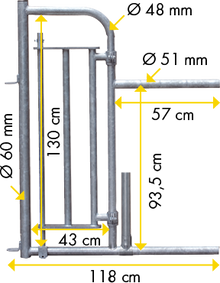 Personenschlupf für Fressgitter, mit Tür mit Mittelstütze