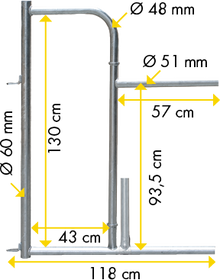 Personenschlupf für Fressgitter, ohne Tür mit Mittelstütze