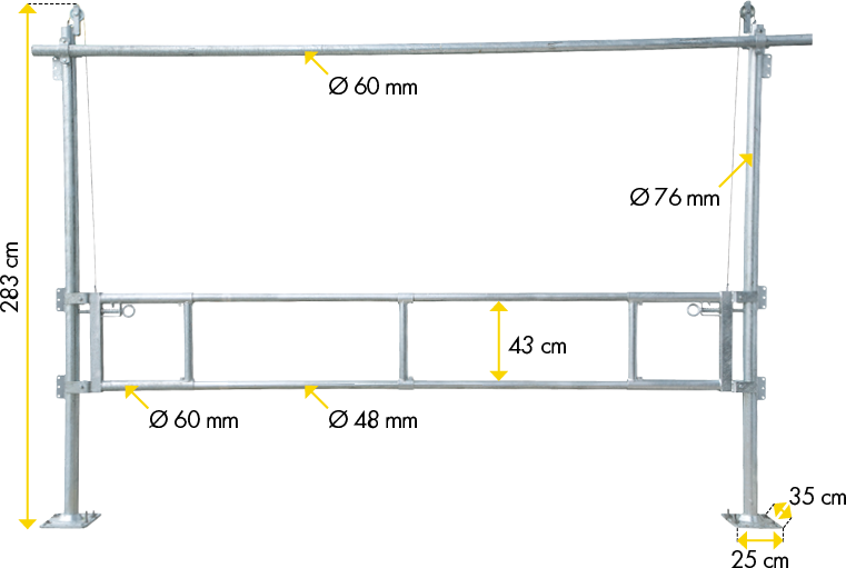 Hubtor für Treibgänge, inkl. Pfosten