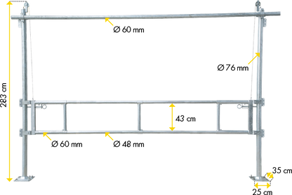 Hubtor für Treibgänge, inkl. Pfosten