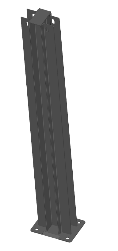 Pfosten mit Bodenplatte, für Doppelreihen (hinten)