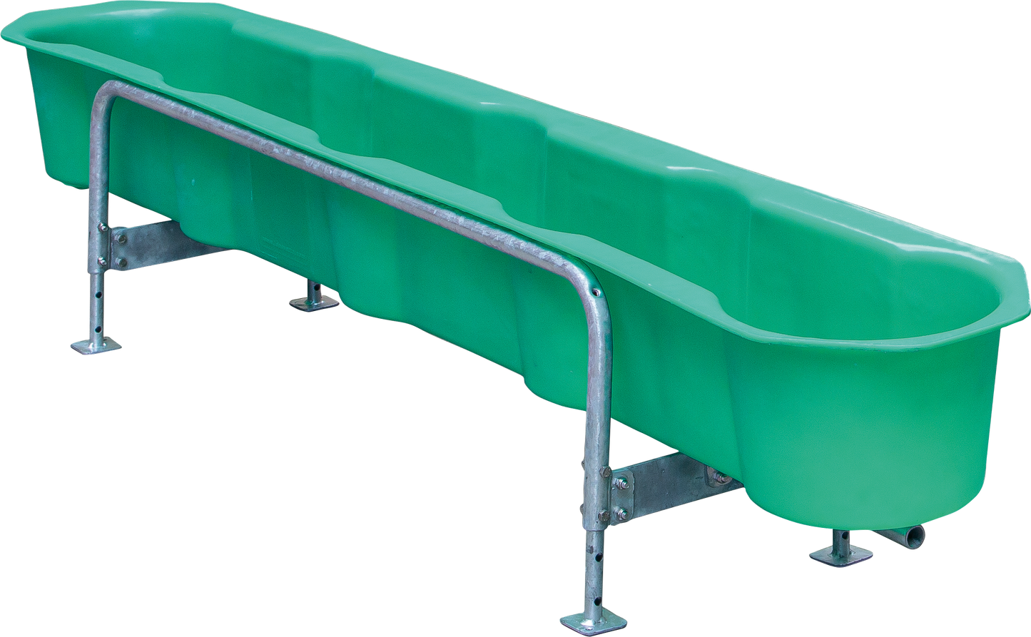 Futtertrog für Kälber, 2,18 m PE mit Eimeraussparungen, höhenverstellt passend zur Kälberhütte Superstar