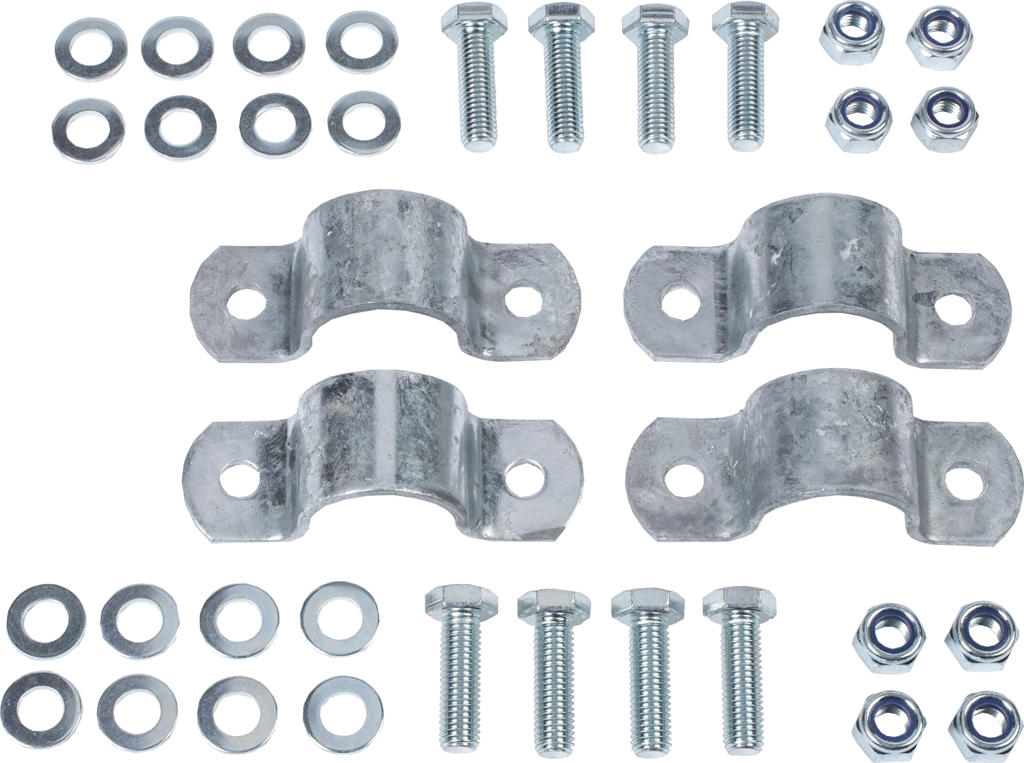 Montageset Kälberbürste Ref. 1005896 an Abtrennung leicht bzw. Rohr 42 mm 4x Vollschelle, Schrauben, Muttern
